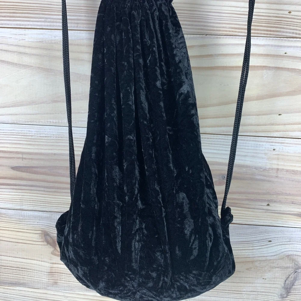 Velvet Rave Grunge Gothic Bag Unbranded Drawstring Backpack Unisex OS Black